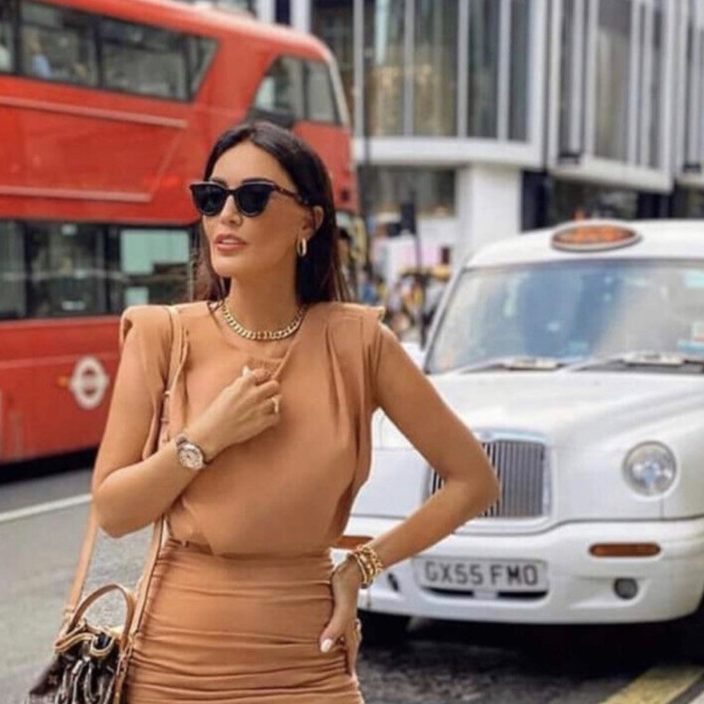 NEW WITH TAG - ZARA PEACH RUST SLEEVELESS RUCH Bodycon Mini DRESS - Picture 4 of 5
